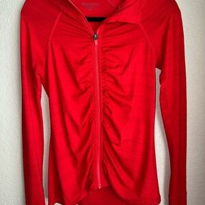 ATHLETA Ruched Hooded Zippered
Activewear Jacket, Red, Women's XS